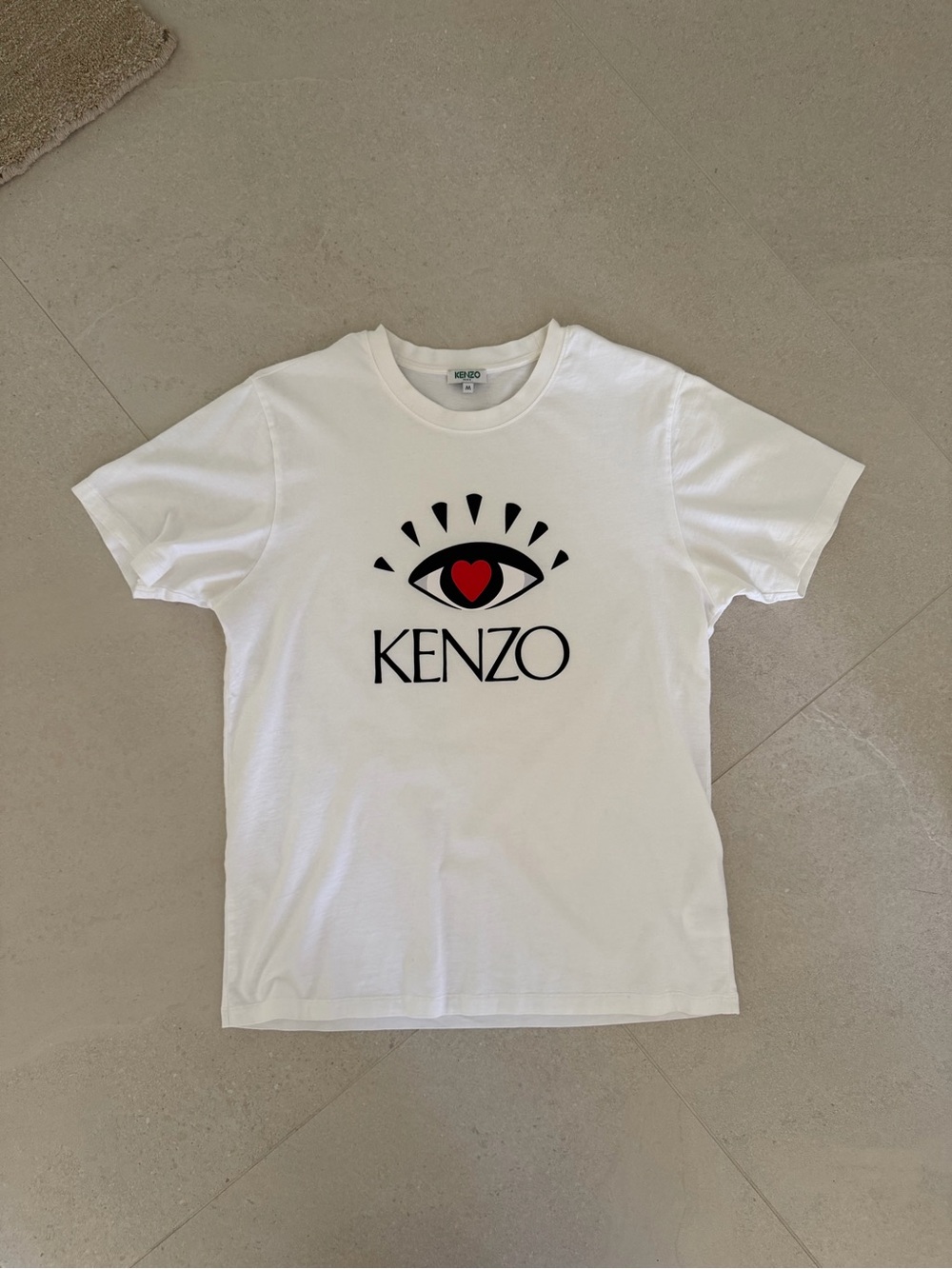 Kenzo White Tee with Black Radiant Eye Motif